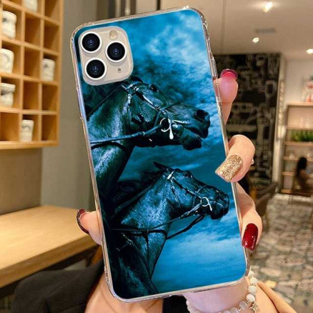 High quality soft silicone TPU cover for Apple iPhone 8 Blue Horse