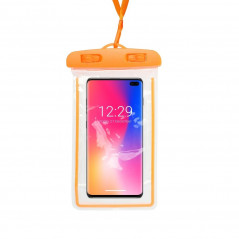 Waterproof bag FLUO for mobile phone with plastic closing Orange
