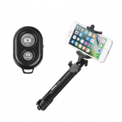 Combo selfie stick with tripod and remote control bluetooth Black