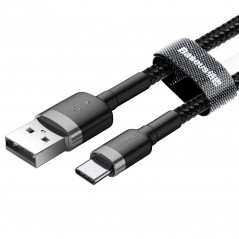 USB cable Cafule Type C 3A 1M gray+black Black