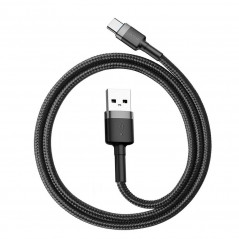 USB cable Cafule Type C 3A 0,5M gray+black Black