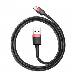 USB cable Cafule Type C 3A 0,5M red+black Black