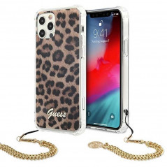 Leopard + zlatá retiazková rukoväť for Apple iPhone 12 Pro Max GUESS Cover Gold
