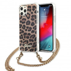 Leopard + zlatý retiazkový remienok for Apple iPhone 12 Pro Max GUESS Cover Gold